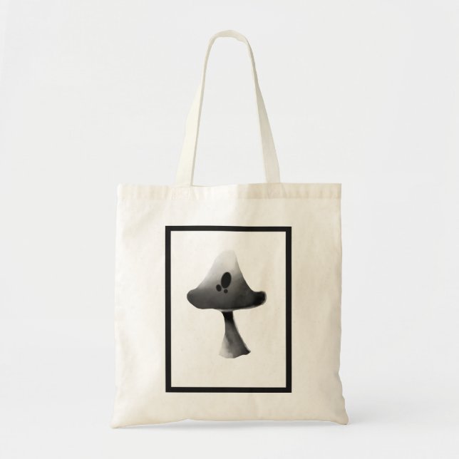 Tote Bag Illustration du champignon noir et blanc (Devant)