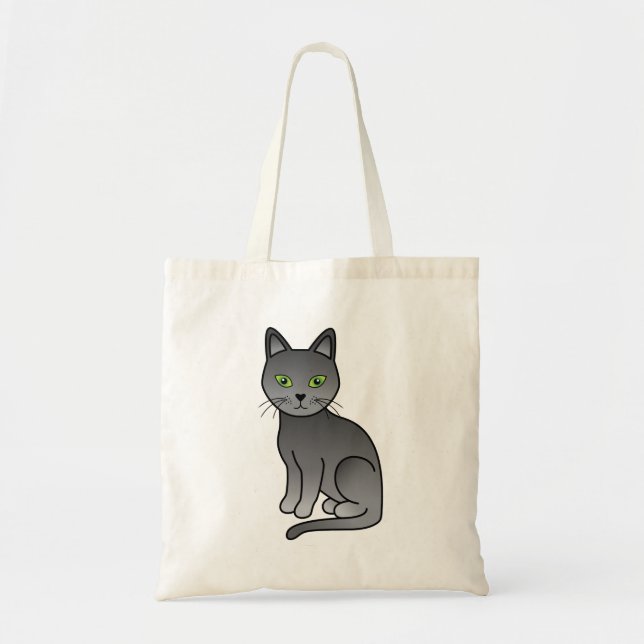 Tote Bag Illustration du chat en carton bleu russe (Devant)