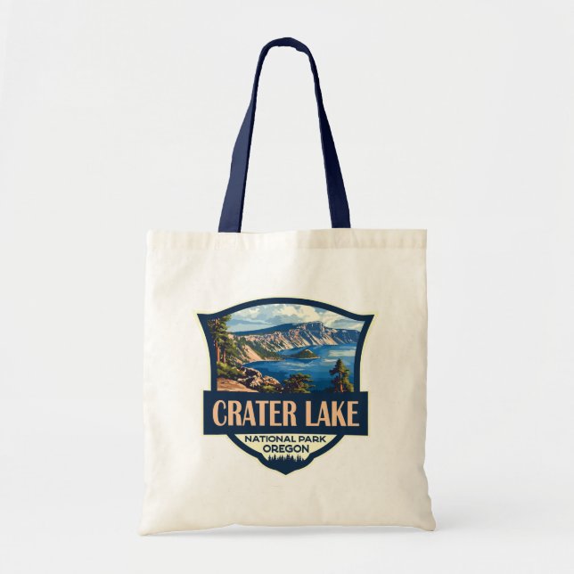 Tote Bag Illustration du parc national du lac Crater Badge  (Devant)