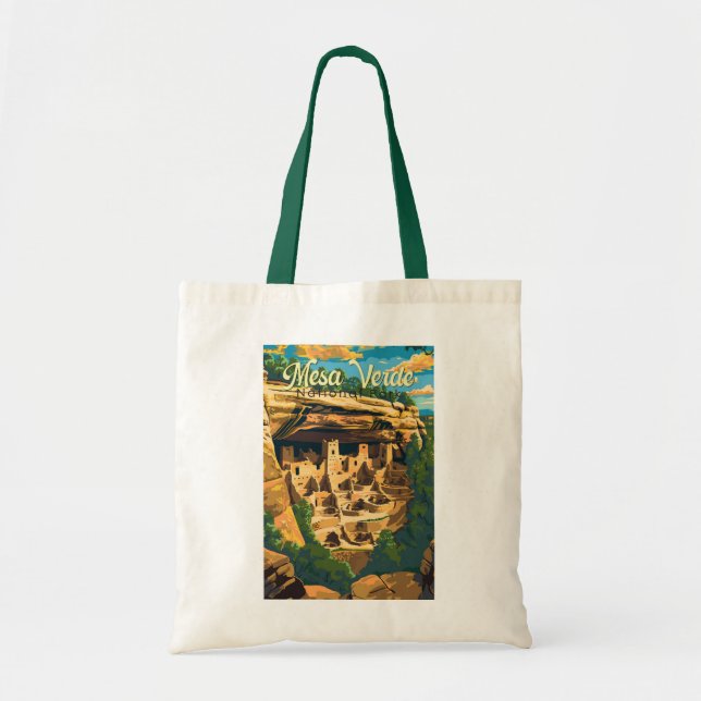 Tote Bag Illustration du parc national Mesa Verde Travel Ar (Devant)