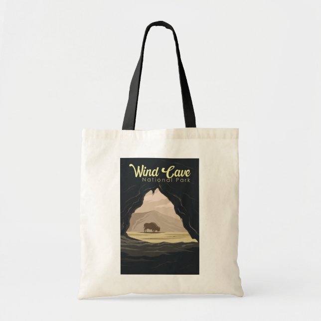 Tote Bag Illustration du parc national Wind Cave Travel Art (Devant)