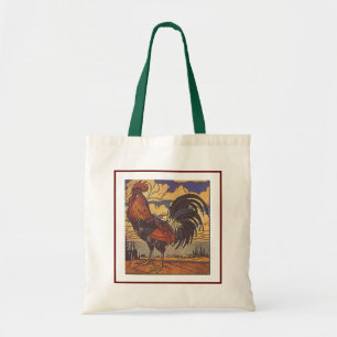 Tote Bag Illustration du pays rétro du coq de ferme vintage