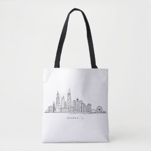 Tote Bag Illustration du paysage urbain de Chicago IL