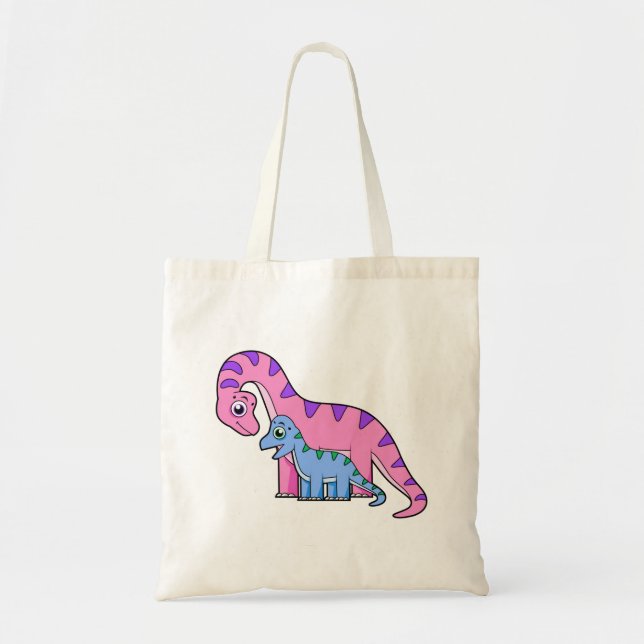 Tote Bag Illustration D'Un Brachiosaurus Mère Et Enfant. (Devant)