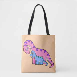 Tote Bag Illustration D'Un Brachiosaurus Mère Et Enfant.