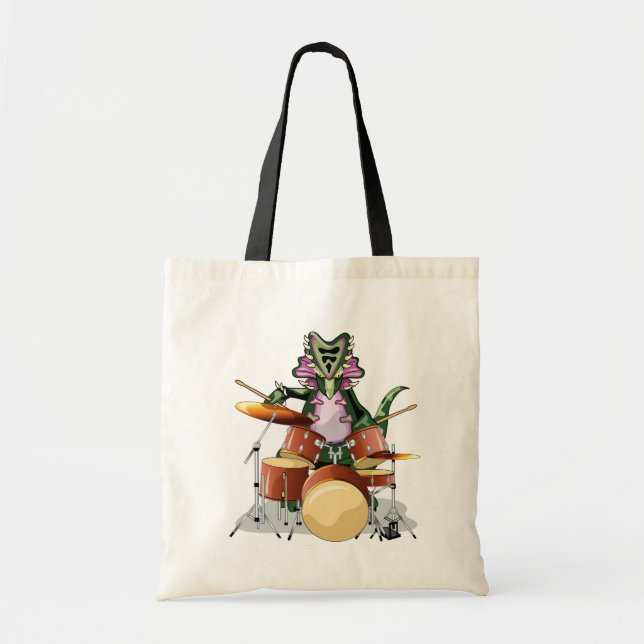 Tote Bag Illustration D'Un Chasmosaurus Jouant Aux Tambours (Devant)