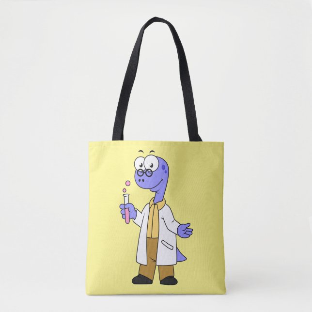 Tote Bag Illustration D'Un Chimiste Brontosaurus. (Devant)