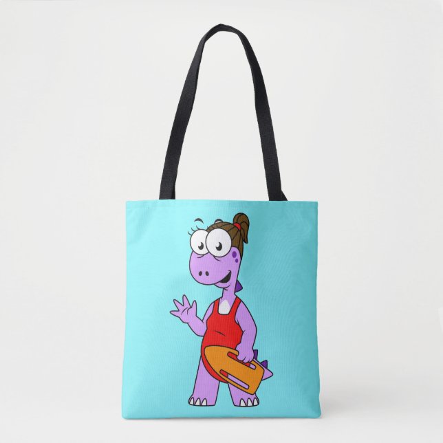 Tote Bag Illustration D'Un Gardien À Vie Tyrannosaurus Rex. (Devant)