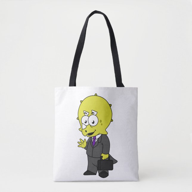 Tote Bag Illustration D'Un Homme D'Affaires Tricératops. (Devant)