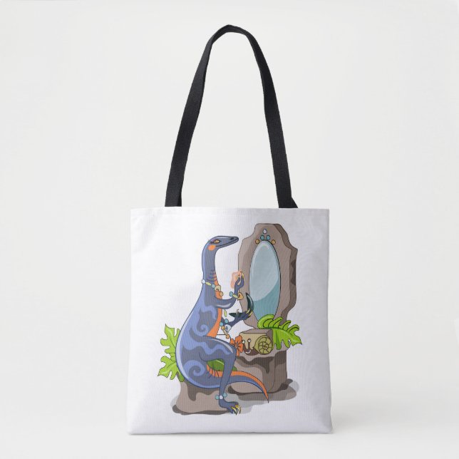Tote Bag Illustration D'Un Iguanodon Mettant Sur Le Maquill (Devant)