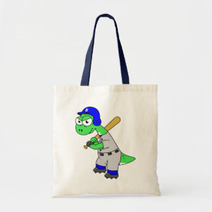 Tote Bag Illustration D'Un Joueur De Baseball Brontosaurus.