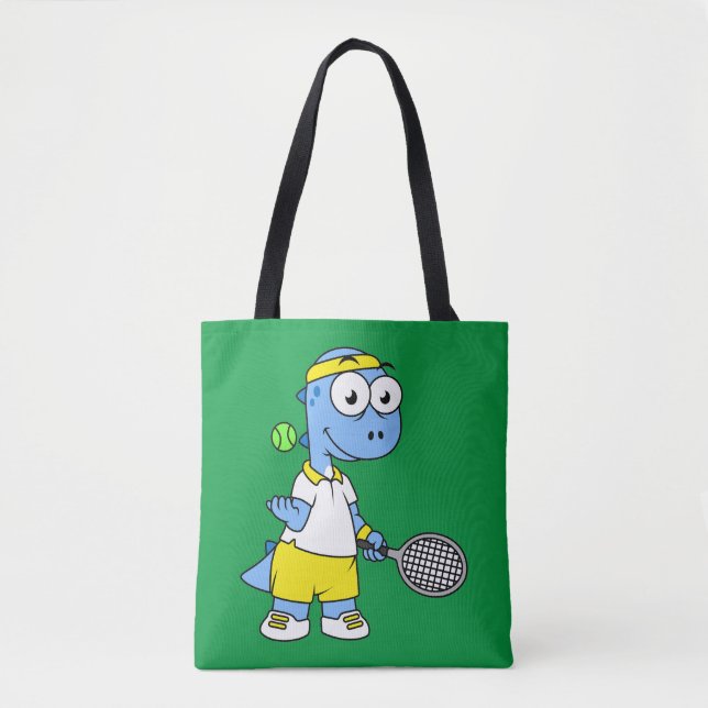 Tote Bag Illustration D'Un Joueur De Tennis Tyrannosaurus R (Devant)