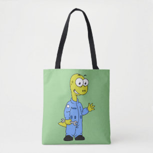 Tote Bag Illustration D'Un Mécanique Brontosaurus.