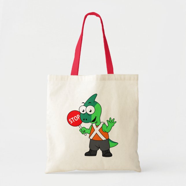 Tote Bag Illustration D'Un Parasaurolophus Traffic Enforcer (Devant)