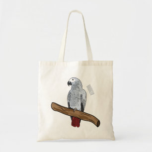 Tote Bag Illustration d'un perroquet gris en Afrique