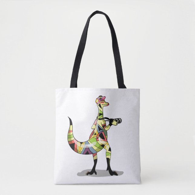Tote Bag Illustration D'Un Photographe Iguanodon. (Devant)