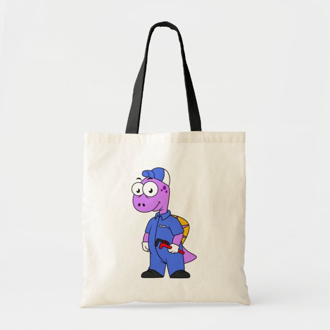 Tote Bag Illustration D'Un Plomber Spinosaurus. (Devant)