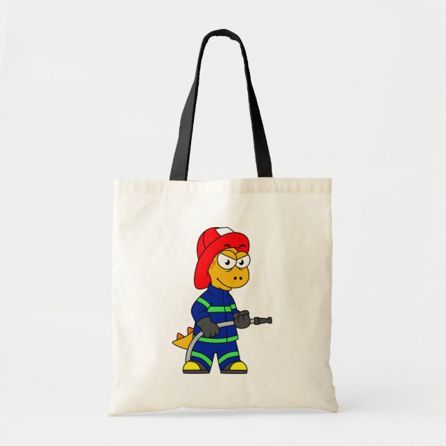 Tote Bag Illustration D'Un Pompier Tyrannosaurus Rex. (Devant)