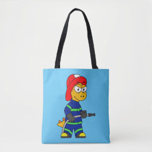 Tote Bag Illustration D'Un Pompier Tyrannosaurus Rex.