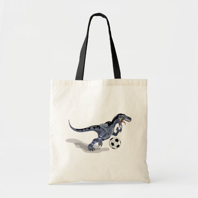Tote Bag Illustration D'Un Raptor Dinosaure Jouant Au Footb (Devant)
