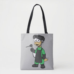 Tote Bag Illustration D'Un Soudeur De Stegosaurus.