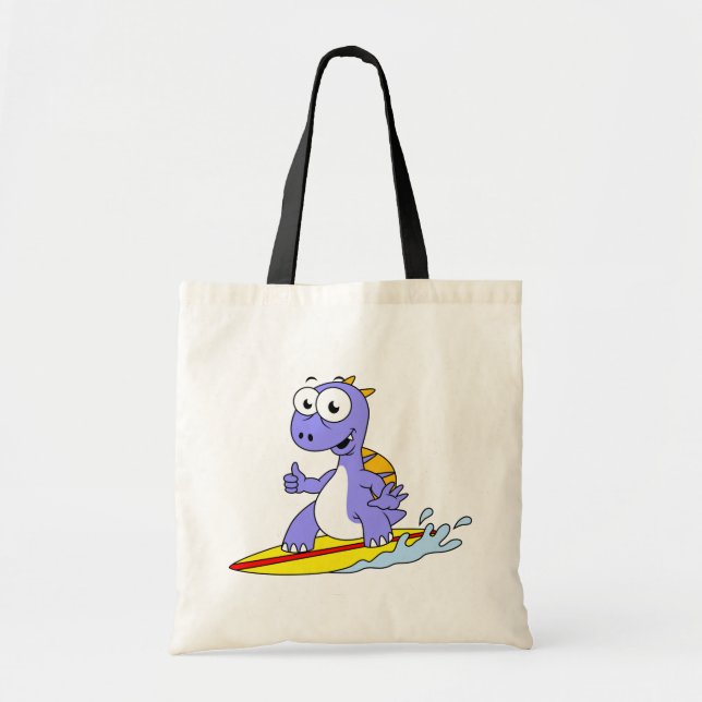 Tote Bag Illustration D'Un Spinosaure De Surf. (Devant)