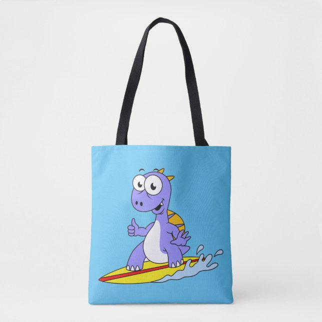 Tote Bag Illustration D'Un Spinosaure De Surf. (Devant)