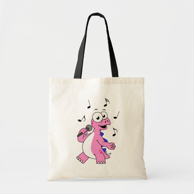 Tote Bag Illustration D'Un Stegosaurus Chantant. (Devant)