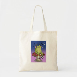 Tote Bag Illustration d'une grenouille mignonne écoutant de