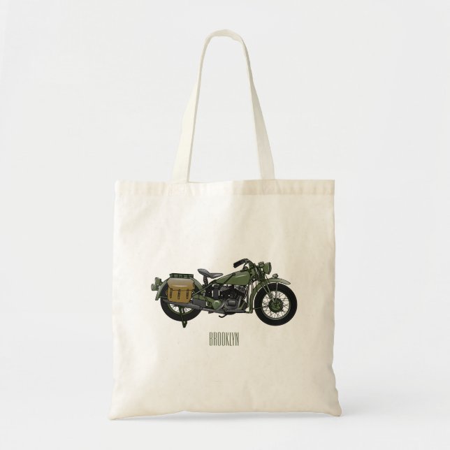 Tote Bag Illustration d'une moto de croiseur militaire (Devant)