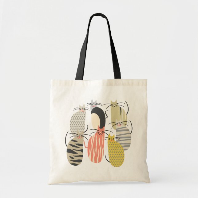 Tote Bag Illustration fantasque de Happy Cats (Devant)