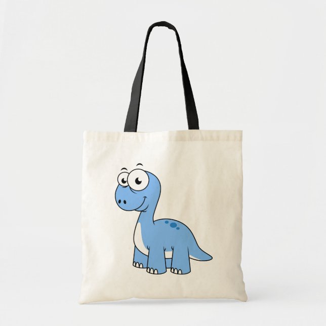 Tote Bag Illustration Mignonne D'Un Brontosaurus. (Devant)