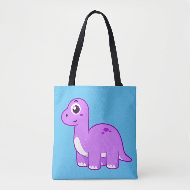 Tote Bag Illustration Mignonne D'Un Brontosaurus Dinosaure. (Devant)