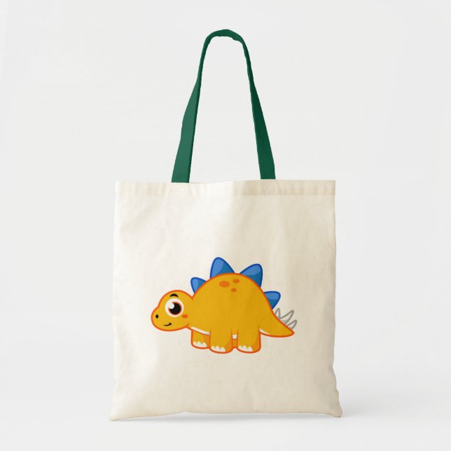 Tote Bag Illustration Mignonne D'Un Stegosaurus. (Devant)
