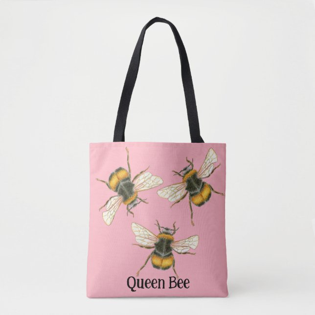 Tote Bag Illustration personnalisable de Queen Bee Bumblee  (Devant)