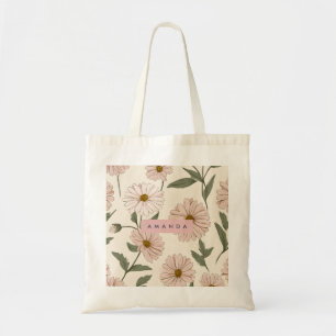 Tote Bag Illustration personnalisée de marguerite rose déli