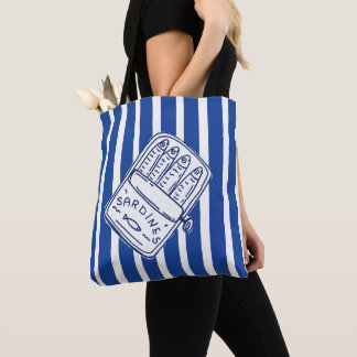 Tote Bag Illustration Rétro de Boîte de Sardines Nautique