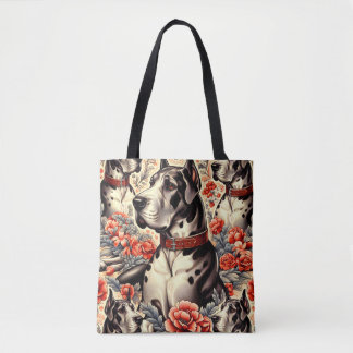 Tote Bag Illustration Retro Great Dane