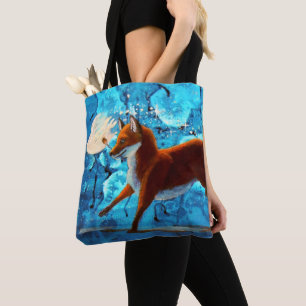 Tote Bag Illustration rouge de Fox de Kitsune d'imaginaire