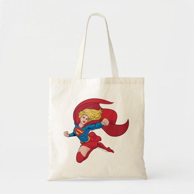 Tote Bag Illustration Supergirl volant vers le haut (Devant)