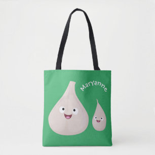 Tote Bag Illustration végétale de caricature à l'ail mignon
