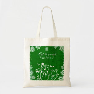 Tote Bag Illustration Vert Et Blanc - Joyeux Noël