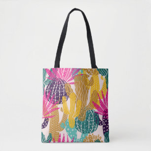 Tote Bag Illustration Vintage Cactus sans joint.