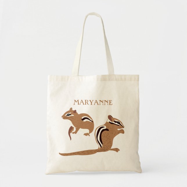 Tote Bag Illustrations Chipmunk personnalisées (Devant)