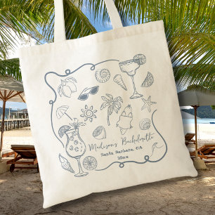 Tote Bag Illustrations de doodle de plage dessinées à la ma