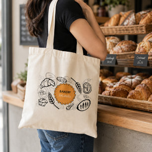 Tote Bag Illustrations de pain gribouillées ludiques Boulan