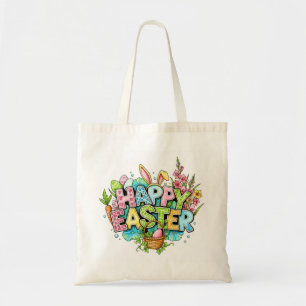 Tote Bag Illustrations de Pâques ludiques avec oreilles de