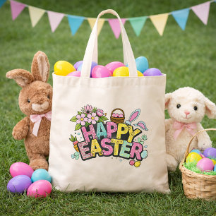 Tote Bag Illustrations de Pâques ludiques avec oreilles de