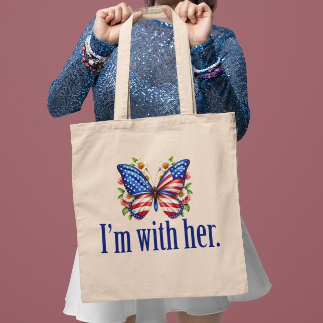 Tote Bag I'm With Her Kamala Harris pour le président Butte (Créateur téléchargé)