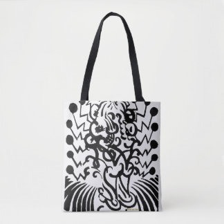 Tote Bag image abstraite noire et blanche, élégante
